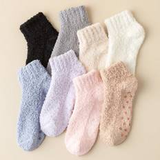 Shein Women Socks Shein 3pairs Women's Random Color Thickened Velvet Slip-resistant Socks With Fleece, Suitable For Daily Wear In Winter