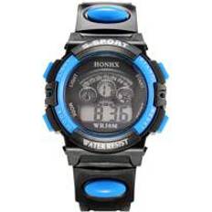 Shein 1pc Boys Black PVC Sporty Date Chronograph Alarm 24 Hour Round Digital Watch, For Daily Life