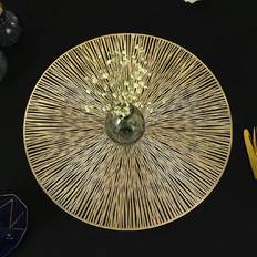 Shein Placemats Set of 1/2/4/6/8 PVC Placemats for Indoor and Outdoor Use, Washable, Heat Resistant, Wipe Clean, Dining Table Mats and Coasters for Camping, Festival, Wedding, Party Place Mat Gold