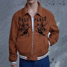 Shein Herr Jackor Shein Men Letter & Figure Graphic Striped Trim Zip Up Jacket