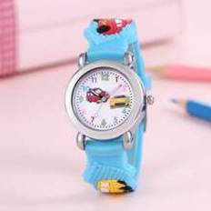 Shein 1pc Kids Blue Plastic Cute Car Pattern Round Watch, For Daily Life