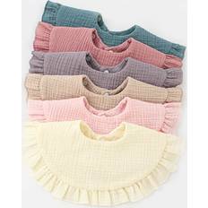 Barn- & Babytillbehör Shein 6pcs/pack Baby Lace Drool Bibs 360 Degree Protection Absorbent Bibs For Infants