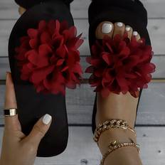 Dam - Röda Slides Shein Women Appliques Decor Slides, Fashion Summer Slides