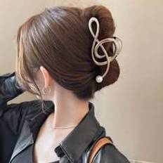 Shein 1pc Women Pearl Music Mark Fashionable Hair Claw