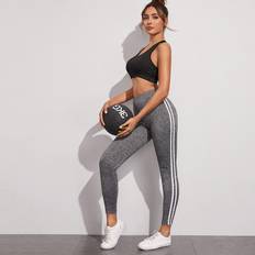Shein Dam Tights Shein Side Stripe Sports Tights High Stretch Tummy Control Athletic Leggings