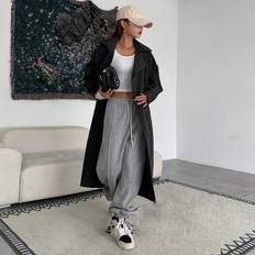Shein Coats Shein Raglan Sleeve Double Breasted Trench Coat