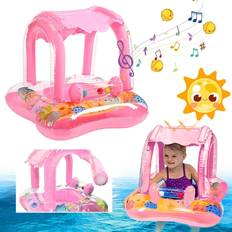 Shein Baby Swimming Ring with Sun Canopy, Swimming Hoop Baby with Sun Protection, Swimming Aid Baby, Baby Swimming Trainer with Roof, Baby Swimming Float, B