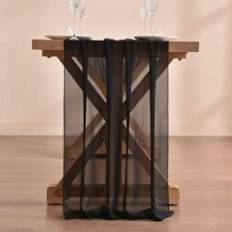 Textiles Shein Romantic Chiffon Transparent Runner Tablecloth Transparent, Black