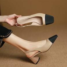 Dam - Gröna Pumps Shein Fashion Pumps For Women, Two Tone Square Toe Chunky Heeled Slingback Pumps