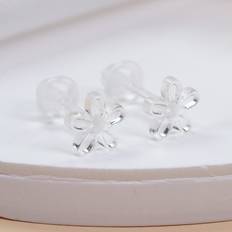 Transparent Earrings Shein 1pair Flower Stud Earrings In Transparent Resin With White Gift Box For Expanded Earlobe Piercings