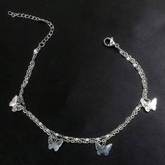 Fotlänkar Shein 1pc Fashionable Butterfly Double Layered Anklet For Women Suitable For Everyday Wear