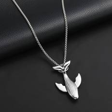 Shein 1pc Silver Hip Hop Vintage Whale Texture Pendant Necklace for Men