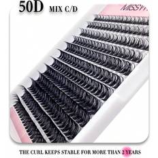 Shein 50d 8-16mm Mixed Length Thick Curly Self Grafting False Eyelashes, Faux Mink Single Cluster Lashes