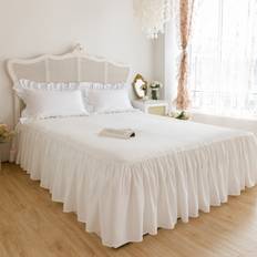 Textiles Shein Solid Color Ruffle Bed Skirt Valance Sheet White
