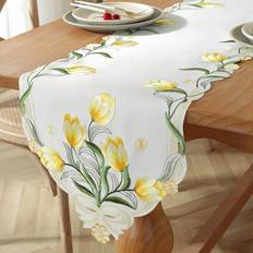Yellow Tablecloths Shein Elegant Embroidered Satin Table Runner Tablecloth Yellow