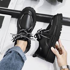 Shein Men Black Lace-up Front Dress Shoes, Round Toe Oxford Shoes