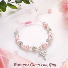 Children Bracelets Shein 1pc Pretty Girl's Pearl Bracelet With Adjustable Size, Festival Gift Bracelet