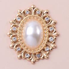 Hobbymaterial Shein 10pcs/set Fashionable Zinc Alloy Faux Pearl & Rhinestone Decor Geometric DIY Jewelry Accessory For Women For DIY Jewelry Making