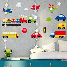Shein 2pcs/set Car & Airplane Pattern Wall Sticker, Modern Decal