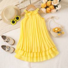 Yellow Dresses Children's Clothing Shein Toddler Girl's Pleated Elegant Party Princess Dress