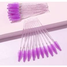 Purple Makeup Brushes Shein 20pcs/set Disposable Crystal Handle Purple Eyelash Brush, Eyebrow Comb, Lip Brush & Makeup Brush For Multipurpose Use