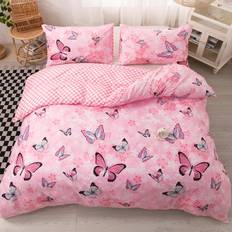 Microfiber - Multifärgade Påslakan Shein 3pcs/set Butterfly Påslakan Multifärgad, Rosa
