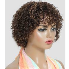 Hårprodukter Shein Short Curly Human Hair Wigs For Highlighted Colored