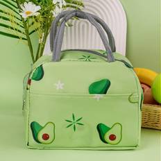 Shein Avocado Print Lunch Bag Waterproof Lightweight Foldable Expandable High-capacity Multi-function Insulated Lunch Bag School Lunch Box Lunch Container