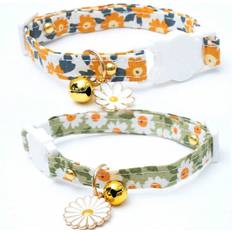 Husdjur Shein 2 Pack Cat Collars with Bell Flower Collars Collar
