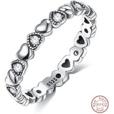 Shein Rings Shein S925 American Summer Commemorative Gift Silver Ring With Love & Studded Stone Detail