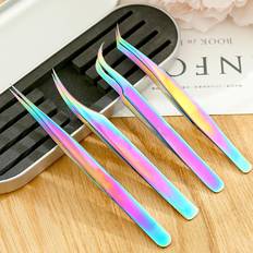 Purple Tweezers Shein Colored Titanium Eyelash Tweezers 4PCS Stainless Steels