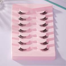 Shein 7 pairs of install transparent stem fishtail cross style eye tail lengthening half eye false eyelashes 5-12mm