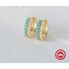 Shein Schmuck Shein 1pair European And American Fashion Simple Personality Double-Row Mixed-Color Diamond Inlaid Silver Hoop Earrings