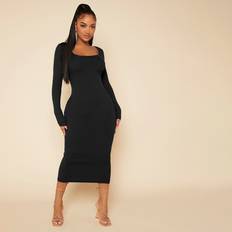 Shein Solid Scoop Neck Bodycon Dress