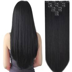 Shein black Hair Extensions Straight 16 Clips Hair Pieces Clip