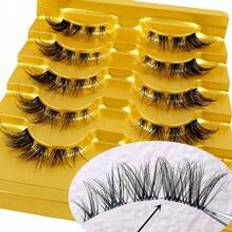 Shein 5pairs/set Transparent Stem 3d False Eyelashes, Natural, Fluffy Faux Mink Eyelashes With Eyelash Glue