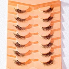 Cosmetics Shein 7 Pairs Wispy Transparent Stem Half-eye Lengthening 3d Curly False Eyelashes