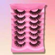 Pink False Eyelashes Shein 7pairs 3D Silk False Eyelashes Eye Tail Stretch Pink Packing