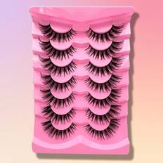 Pink False Eyelashes Shein 7pairs 3D Silk False Eyelashes Eye Tail Stretch Pink Packing