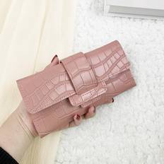 Rosa Plånböcker & Nyckelhållare Shein Crocodile Embossed Fold Over Long Wallet Business Slim