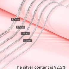 Shein 925 Silver Necklace For Women/men, No Pendant, Long & Chunky Sweater Chain/choker, Basic & Versatile Style