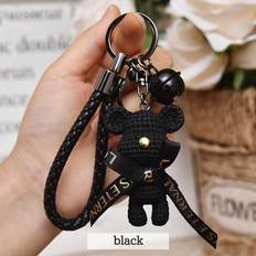 Shein 1pc Resin Knitted Bowtie Bear Shaped Keychain Or Keyring With Bowknot Bunny, Great