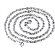 Shein Piece Silver Color Stainless Steel Necklace For Men Women Braided Rope Choker Necklace