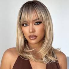 Blonde Wigs Shein Haircube 20 Inch Long Ombre Brown Blond Pink Wig