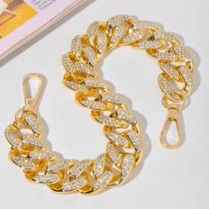 Multicoloured Bag Accessories Shein Rhinestone Decor Bag Strap Gold Durable Bag Accessories, Replacement Accessories, Stylish, Durable For Rookies & White-collar Workers