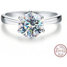 Shein 1Pc Moissanite Rhinestone Engagement Ring Wedding Band For Women s925 Silver Eternity Ring Promise Ring Anniversary Ring Luxury Jewelry Gift