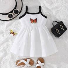 Bebisar - Festklänningar Barnkläder Shein Baby Butterfly Print Contrast Binding Cami Dress