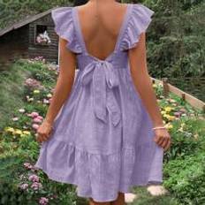 Shein Maternity Tie Backless Ruffle Trim Dress
