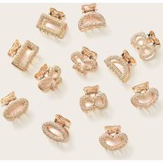 Gold Hair Clips Shein 12pcs Asymmetrical Textured Alloy Hair Clips