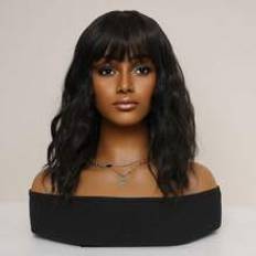 Hårprodukter Shein 16 Inch Heat Resistant Wig Women Short Wavy Curly Hair Natural Bangs Wig Daily